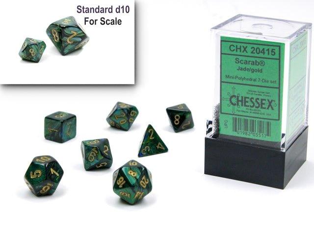 CHESSEX - Dados Minipoliédricos Scarab Jade/Gold - Gamesmart - Chessex