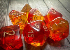 CHESSEX - Dados Poliédricos Gemini Translucent Red - Yellow/Gold - Gamesmart - Chessex